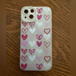 Heart Pattern Phone Case - Pink and White